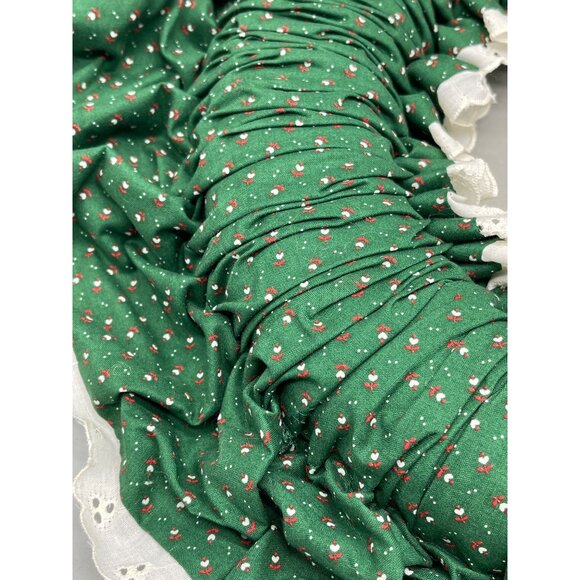 vintage handmade Christmas wreath bunched green white lace 18" hook back READ - Picture 4 of 9